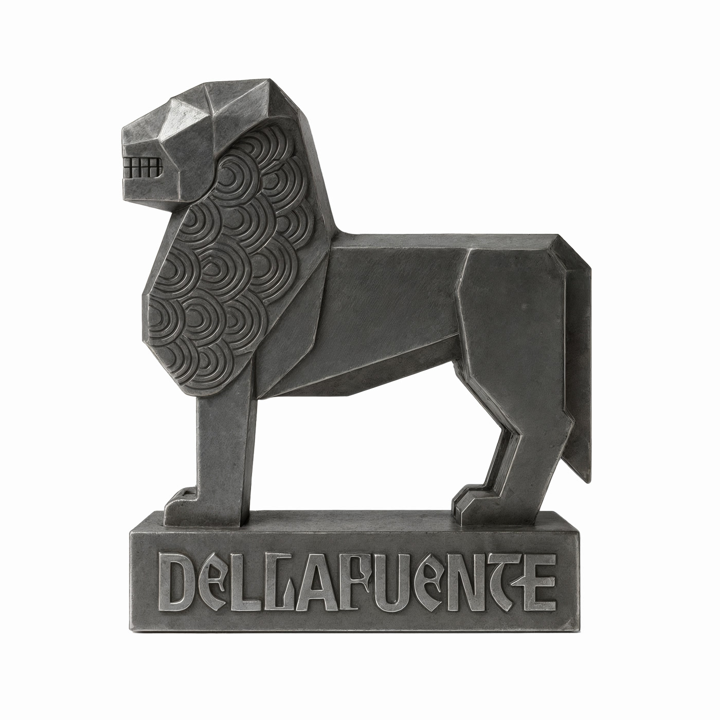 The cast lion on white