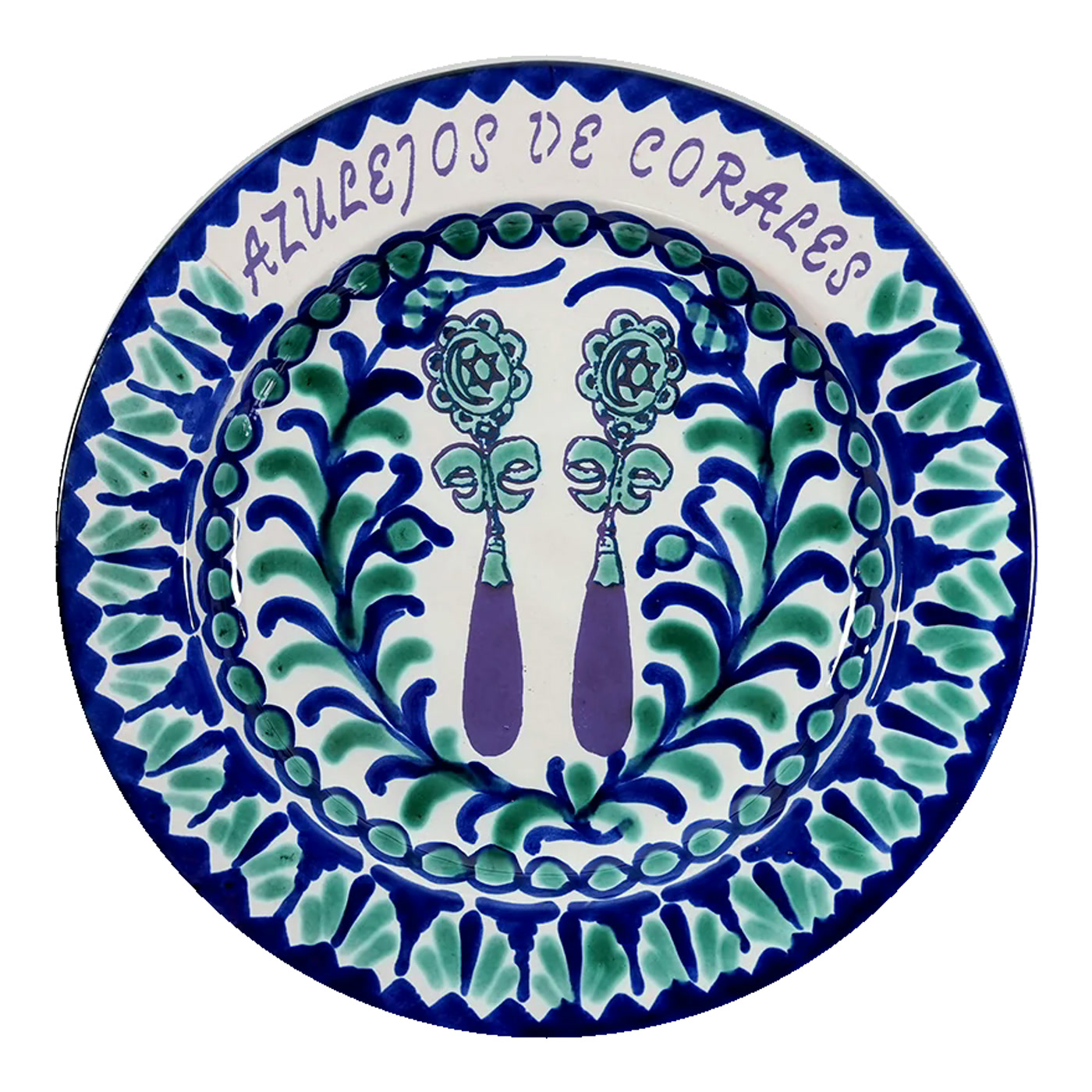 The hand-painted ceramic plate on white