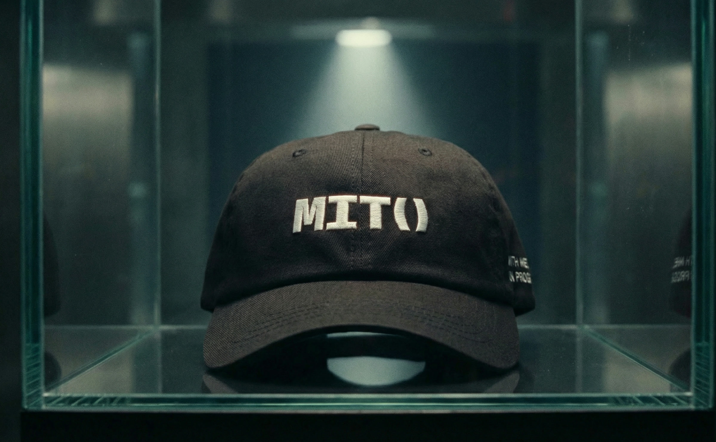 The MITO cap alone inside a lit glass case